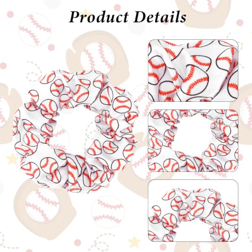 Baseball Print Scrunchies 20 Pack Soft Elastic Hair Ties for Women Girls Sports Fan No Slip Game Day Hair Accessories Daily Styling - color: White Baseball