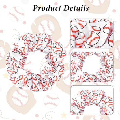 Baseball Print Scrunchies 20 Pack Soft Elastic Hair Ties for Women Girls Sports Fan No Slip Game Day Hair Accessories Daily Styling - color: White Baseball