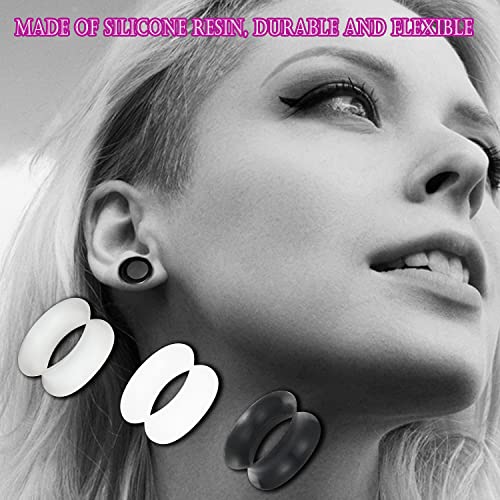 6G-25mm Thin & Thick Silicone Ear Gauges Stretching Kit Flexible Tunnels Plugs for Ear Expander Gauge Earlets Plug Set Gauges Kit - style: Black-Mix Size-6G-20mm