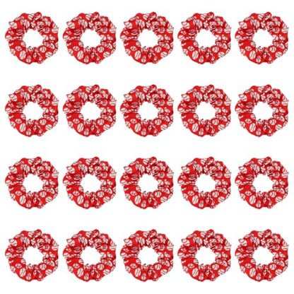 Red Baseball Print Scrunchies 20 Pack Soft Elastic Hair Ties for Women Girls Sports Fan No Slip Game Day Hair Accessories Daily Styling - color: Red Baseball