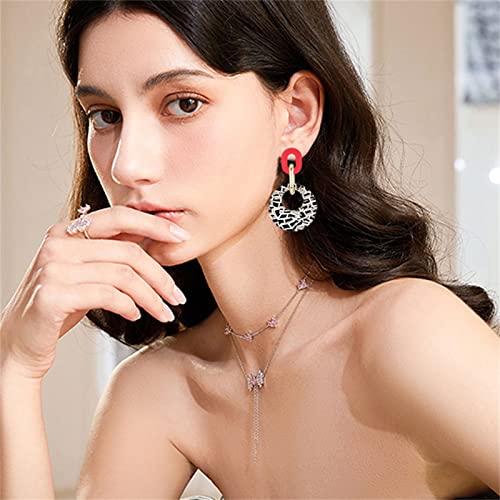 ONLYJUMP Exaggerated Geometry Earrings Acrylic Round Square Triangle Heart Dangle Earrings for Women Multilayer Bohemia Earrings Classic Retro Minimalist Earrings Statement Jewelry - color: Red Acrylic
