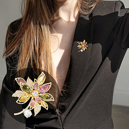 Brooches for Women, Shiny Cubic Zirconia Brooch Pins for Women Fashion Brooch Pin Broach Jewelry Gift - color: Luxury Flower