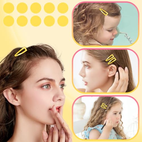 20 Pcs Snap Hair Clips for Women Snap Hair Barrettes Double Grip Hair Clips 3 Prong Clips for Hair Barrettes for Women Girls (Yellow) - color: Yellow