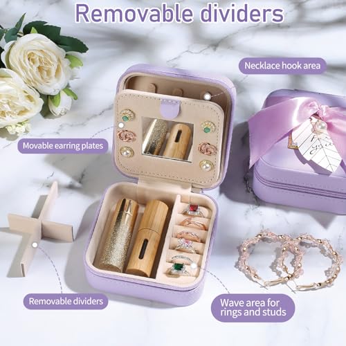 AYGXU Travel Jewelry Box for Women and Girls - Small Case With Initial A-Z - Teacher Gifts - color: purple, size: E