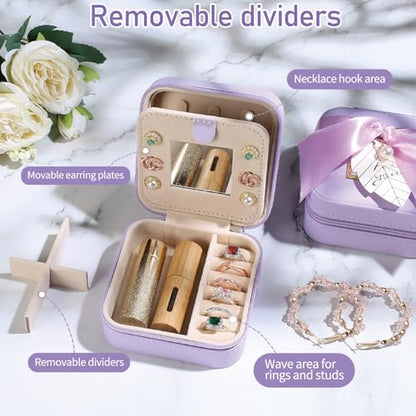 AYGXU Travel Jewelry Box for Women and Girls - Small Case With Initial A-Z - Teacher Gifts - color: purple, size: Y