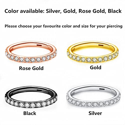 Clear CZ Nose Rings & Earrings - 316L Surgical Steel - Cartilage, Conch, Daith, Helix, Rook, Tragus, Lobe & Snug Body Piercing Jewelry - 20G, 18G - color: Black, size: 1pc 16 Gauge 9mm