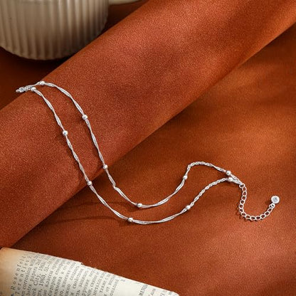 ASCOMY Ankle Bracelets for Women 14K Gold/Silver Plated Anklets for Women Waterproof Layered Cute Beads Dot Shining Twist Rope Chain Pearl Bar Link Heart Anklets Summer Beach Foot Chain Jewelry Gifts - style: Beads Link-sl