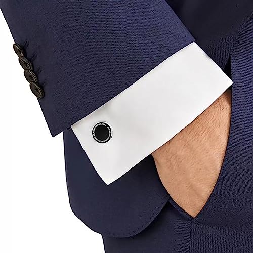 GWD Cufflinks and Tie Clip Set Personalized Cuff Links Business Wedding - style: Black-B