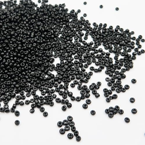 Black 12/0 Glass Seed Beads, 11000pcs Small Pony Beads Bulk 2mm Glass Loose Spacer Seed Beads for Friendship Bracelet Necklace Earring Jewelry Making DIY Craft - color: Black, size: 2mm - 11000Pcs