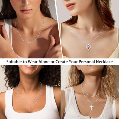 Jewlpire 18k Gold Plated 925 Sterling Silver Chain Necklace for Women, 1.2mm Cable Chain Necklace Super Sturdy & Shiny Women's Chains Necklaces 14/16/17/18/20/22/24 Inches - color: 925 Sterling Silver, size: 24 Inch