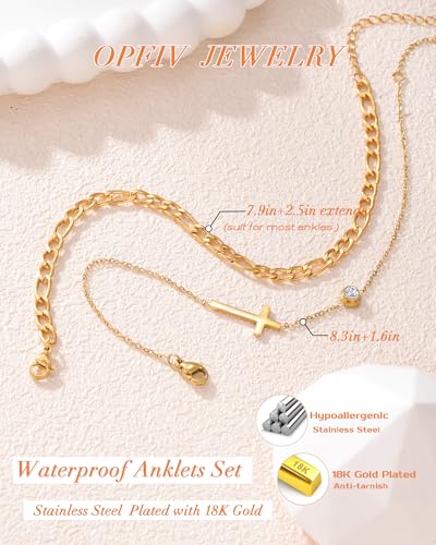 2/3 PCS Gold Anklets for Women Waterproof Boho Starfish, Seashell, Heart & Butterfly Charms Ankle Bracelets Non Tarnish Adjustable Layered Cuban Beaded Foot Chain Beach Jewelry for Summer Vacations - color: Gold Set 8