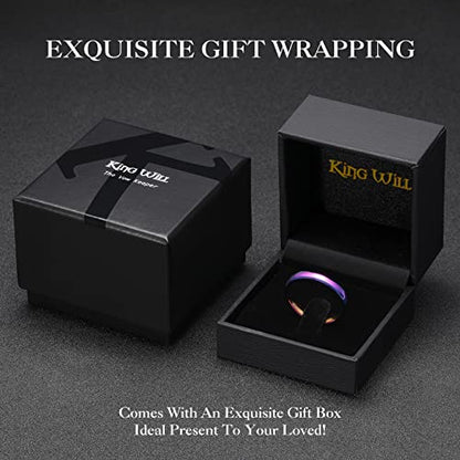 King Will Men's Women's Tungsten Carbide Ring 24k Gold Plated Rose Gold Plated Domed Polished Finish Wedding Band | Gold/Rose Gold, 1.5mm/2mm/4mm/6mm/8mm, Polished, Everyday Wear - color: Rainbow 4mm