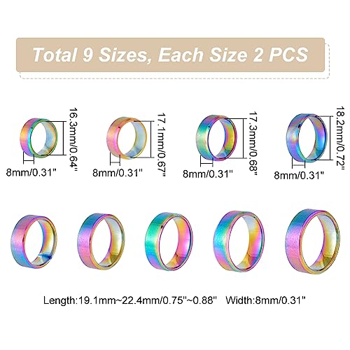 UNICRAFTALE Stainless Steel Classical Plain Stackable Wedding Band Ring Blank Wedding Ring Cool Simple Band For Women and Men Gifts for Special Occasions - color: Rainbow