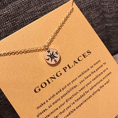 Baydurcan Friendship Anchor Compass Necklace Good Luck Elephant Pendant Chain Necklace with Message Card Gift Card - style: Compass style3
