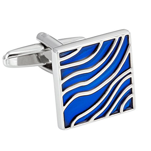 Urban Jewelry Mens Stainless Steel Nautical Knot Cufflinks Formal Wear | Nautical Cufflinks Stainless Steel Rust Resistant Finish Formal Wear Essential Business Style Essential Design - color: Blue Waves Enamel Design