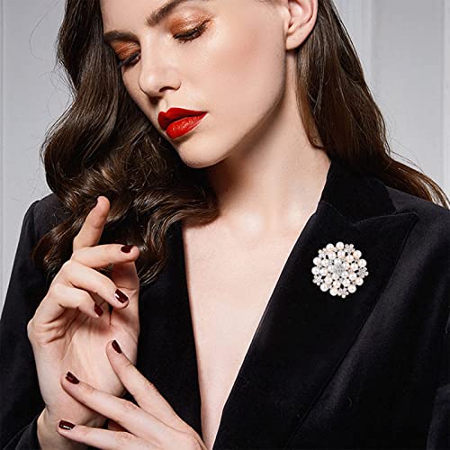 Fashion Elegant Pearl Crystal Snowflake Brooch Pin for Women Girls Wedding Soiree Party Jewelry - color: Silver