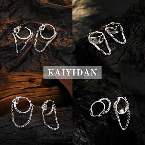 2 Pairs Gold/Silver Hoop Earrings For Women Set Trendy,14K Plated Gold Chunky Huggie Hoop Earings Pack,Oval Twisted Statement Silver Hoops,Fashion Jewelry Gift - color: 22) Silver chain hoops
