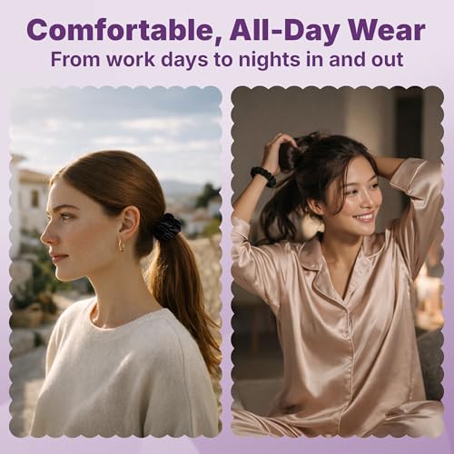 Goody Ouchless One Inch Satin Scrunchies, Frizz Fighting, No Damage Scrunchies, Gentle, Secure & Creaseless Hair Ties for Day and Overnight, All Hair Types, Gifts for Women & Girls, 5 Ct, Black - style: 1 Inch/Large