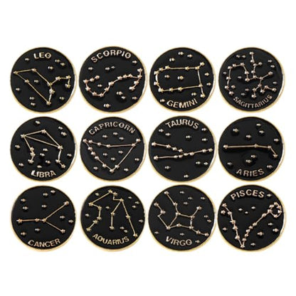 PRETYZOOM 12 Pcs Zodiac Enamel Pin Set Brooches Jewelry Alloy Lapel Pins for Backpacks Shirts Hats Accessories