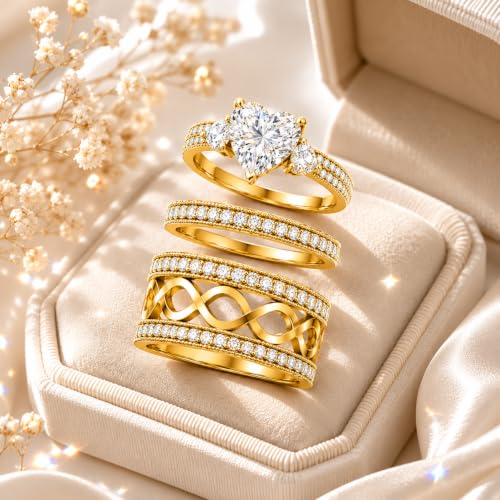 3Piece Moissanite Ring Set for Couples 925 10K 14K 18K Moissanite Wedding Ring - style: Ring 4