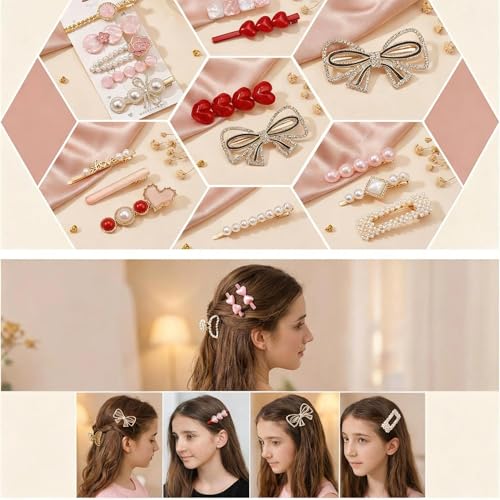 20 Pcs Assorted Hair Clips Set with Jewelry Jar, Fashion Hair Accessories for Everyday Wear & Special Events, Ideal Birthday Gift for Women