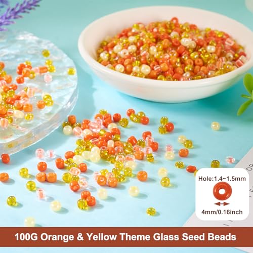 0.22lb 4mm Random Glass Seed Pony Beads 6/0 Mix Rondelle Crystal Seed Bead Kit for Crafts DIY Friendship Bracelets Embroidery Jewelry Making Supplies Bulk Orange - color: Random Orange
