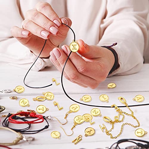 8 Sets/ 208 Pieces Mixed Alphabet Charms Round Letter Pendants A-Z Initial Letter Metal Charms for Jewelry Making and DIY Crafting(Golden)