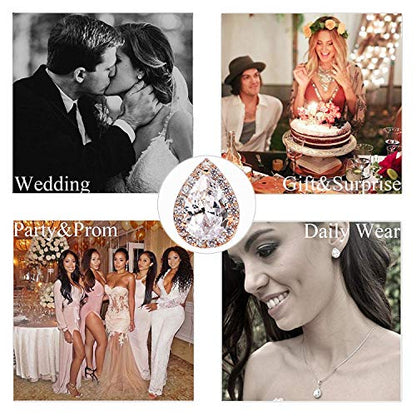 SWEETV Teardrop Bridal Wedding Earrings for Brides, Women | Elegant Pear shaped Cubic Zirconia Stud Earrings, Teardrop Bridal Jewelry, for Prom, Bridesmaid Gifts and Formal Wear - color: 2.Silver