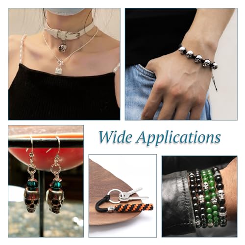 Elecrelive 28Pcs Antique Silver Skull Beads Halloween Skeleton Head Beads 7 Styles Gothic Charms for Necklace Bracelets Earrings Jewelry Making - color: Tibetan Silver
