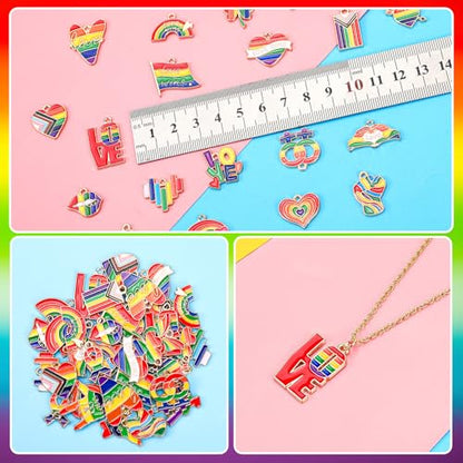 MARFOREVER 40 Pcs/20 Pairs Pride Charms Rainbow Charms for Jewelry Making | Rainbow Gay Enamel LGBT Charms, Colorful Pride Charm Pendants, Bracelet Necklace Earrings Making Crafting, Pride Accessories - style: Pride
