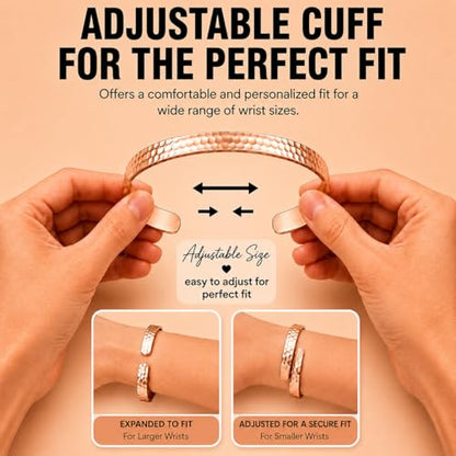 Healing Monk Pure Copper Bracelet for Men & Women – Handmade Uncoated Copper Jewelry Cuff – Adjustable Healing Copper Bracelets for Arthritis – Mens & Womens Copper Cuff Pulsera de Cobre - style: Hammered