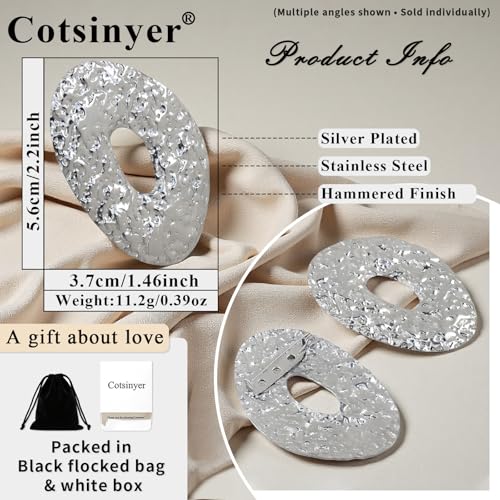 Stainless Steel Brooch Pin for Women & Men,Lapel Pin | Minimalist Statement Elegant Geometric, Sweaters Coat Suit Shawl Collar Shirt Coat Jacket Hat Dress Swim, Velvet Bag & Box - style: Hammered-Silver