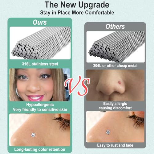 SEEDRILL Nose Rings Studs for Women 16Pcs 20G/18G Nose Studs Hypoallergenic 316L Surgical Steel Nose Piercings Jewelry 3mm CZ & Opal Nose Ring L Shape Nose Stud 20 Gauge Nose Screw Studs - style: 18G/Screw Shape/Colorful CZ