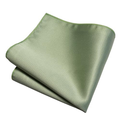 GUSLESON 3.15"（8cm） Solid Color Necktie and Pocket Square Cufflinks Sets For Men + Gift Box - color: Dark Sage Green