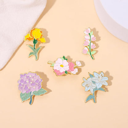 Cartoon Animal Enamel Brooch Set Cute Butterfly Duck Cat Lapel Pins for Backpacks Jacket Decoration Gifts for Friends - style: Flowers Bouquet