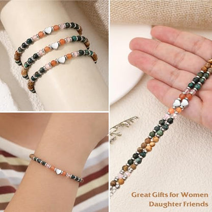 Best Friend Bracelet Gifts for Women Sister Bestie, Christmas Gift for Teens Mom Daughter Granddaughter Birthday Gift for Her Stocking Stuffers - color: African Turquoise-Granddaughter