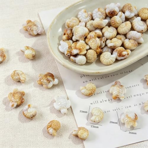 Acrylic Shell Beads 100 Pcs with Big Hole – Faux Seashell Spacer Beads, Natural Look Ocean Starfish Snail Conch Scallop Turtle Charms for Summer DIY Necklace Bracelet Earring Jewelry Making
