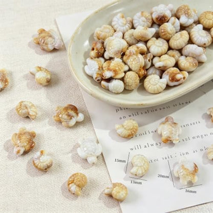 Acrylic Shell Beads 100 Pcs with Big Hole – Faux Seashell Spacer Beads, Natural Look Ocean Starfish Snail Conch Scallop Turtle Charms for Summer DIY Necklace Bracelet Earring Jewelry Making