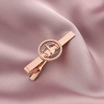 TINGKU Attorney Lawyer Cufflinks and Tie Clip for Men Gifts Scales of Justice Cuff links Tie Clasp Father in Law Enforcement Suit Shirt Jewelry - style: Tie Clip RoseGold