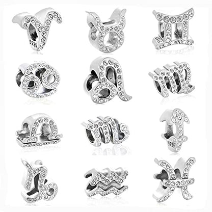 12 Zodiac Signs Birthday Constellations 925 Sterling Silver Charm Bead fits Pandora Bracelets & Necklaces & More - color: Sagittarius