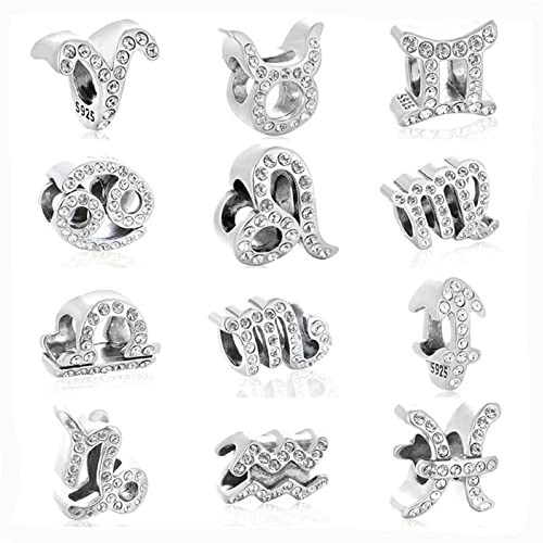 12 Zodiac Signs Birthday Constellations 925 Sterling Silver Charm Bead fits Pandora Bracelets & Necklaces & More - color: Virgo