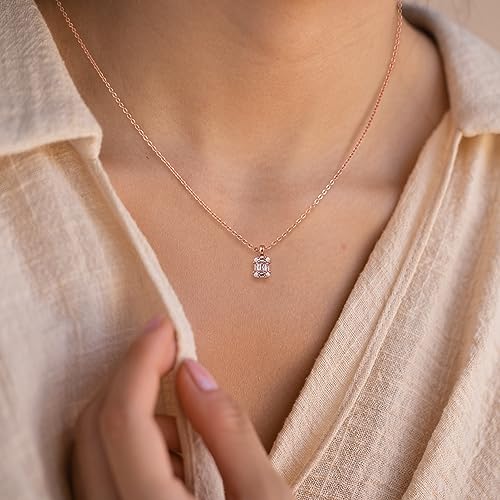 Tewiky Pendant Necklace for Women 14k Gold Plated Chain Choker Necklaces | Dainty Necklaces,Aesthetic Simple Necklace,Jewelry Gifts for Women - color: roes gold CZ