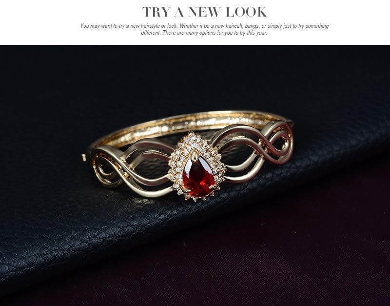 4-Piece Golden Teardrop Crystal Jewelry Set Black Red | 4-piece golden set with black red crystals Lightweight anti-tarnish Perfect for weddings galas - color: Red