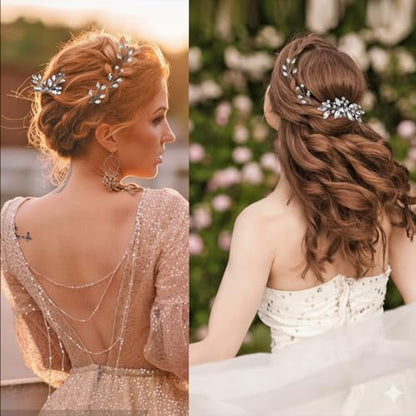 7 Pcs Silver Rhinestone Bridal Hair Pin Clip Sparkly Crystal Wedding Headpieces for Brides Bridesmaids Women Girls(Silver Rhinestone) - color: Silver Rhinestone