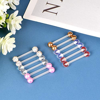 FECTAS Plastic Nipple Rings Tongue Piercing Retainer Barbell 14g for Women Surgery 12/14/16/18mm - style: A-12pcs-16MM