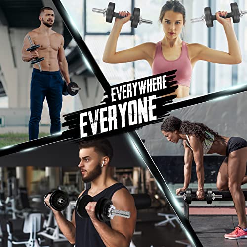 Yes4All Threaded Dumbbell Handles, Adjustable Dumbbell Bar Pair, 14/16/18/24-Inch Sizes, Fits 1" or 1.15" Plates, Non-Slip Grip, Secure Star-Lock Collars - color: 16" - Chrome & Rubber - Silver