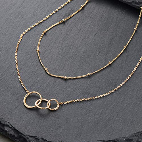 MEVECCO Dainty Pendant Layered Necklaces for Women | 18K Gold Plated Brass, 2-Piece Set With A Choker-Length Upper Layer, Wear Together Or Separately, Refined Everyday Style - style: Layered