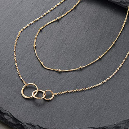MEVECCO Dainty Pendant Layered Necklaces for Women | 18K Gold Plated Brass, 2-Piece Set With A Choker-Length Upper Layer, Wear Together Or Separately, Refined Everyday Style - style: Layered