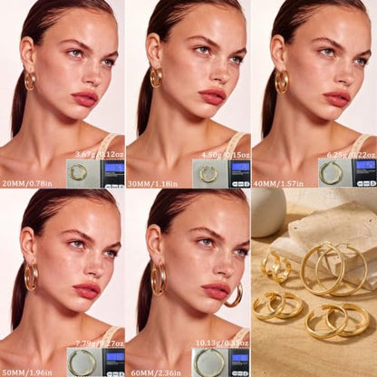 8mm Wide Gold Hoop Earrings for Women Hypoallergenic 925 Sterling Silver post Lightweight Large 14k Chunky Gold Hoop Earrings for Women 20/30/40/50/60mm - color: Gold 40mm