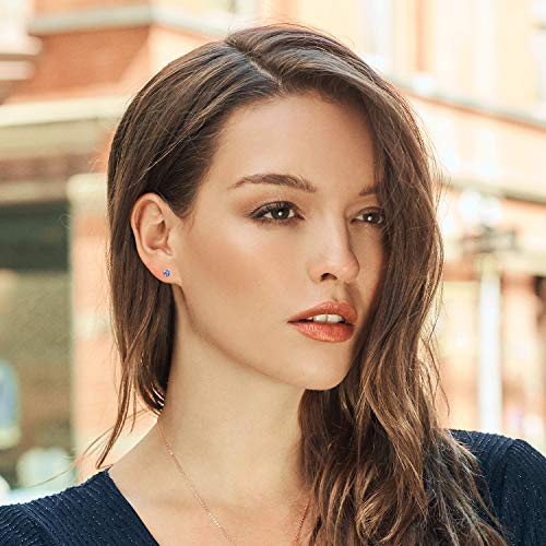 Gem Stone King 10K White Gold Tanzanite Stud Earrings For Women Men | 1.00 Cttw | Gemstone Birthstone | Round 5MM | Fine Jewelry Gifts for Women Mom Wife Her